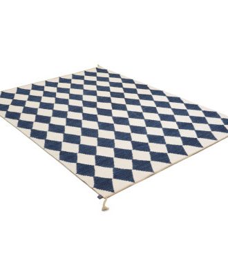 Harlequin mörkblå - handvävd ullmatta