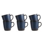 Aida Raw Muggar Med Handtag 35 Cl 6-pack Midnight Blue - Kaffekoppar Stengods Midnattsblå