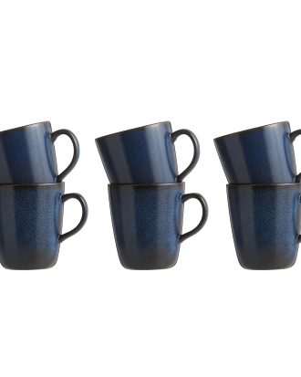 Aida Raw Muggar Med Handtag 35 Cl 6-pack Midnight Blue - Kaffekoppar Stengods Midnattsblå