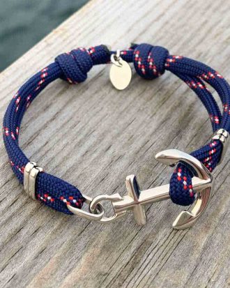 Ankare Armband Key West - Marin/Röd/Vit