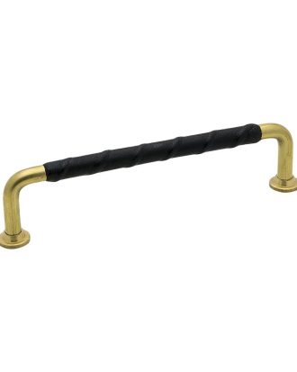 Beslag Design 1353 lindat Handtag 128 Obehandlad Mässing/ - Knoppar & Beslag Läder Svart