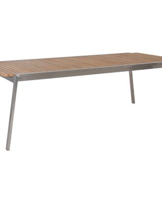 Brafab Naos Matbord 100x220-320 Cm /teak - Utebord & Trädgårdsbord Rostfritt Stål Natural