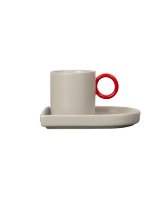 Byon Niki Espressokopp Med Fat /röd - Espressokoppar Keramik Grå