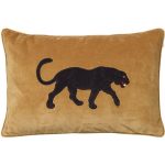 Chhatwal & Jonsson Embroidered Black Panther Kuddfodral 40x60 Cm Masala Yellow - Prydnadskuddar & Fodral Sammet Gul