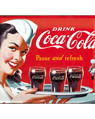 Coca cola 1960 waitress plåtskylt 30x40cm