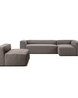 Decotique Grand 4-sits Divansoffa Höger Med Fåtölj - Hörnsoffor & Divansoffor Sammet Hunter Brown