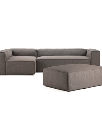 Decotique Grand 4-sits Divansoffa Öppet Avslut Vänster Med Fotpall - Hörnsoffor & Divansoffor Sammet Hunter Brown