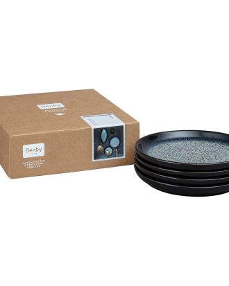 Denby Halo Tallrikar 21 Cm 4-pack - Mattallrikar Stengods Svartblå