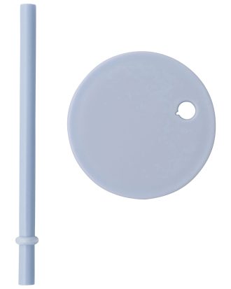 Design Letters Sugrör Med Lock - Barnmuggar Silikon Ljusblå