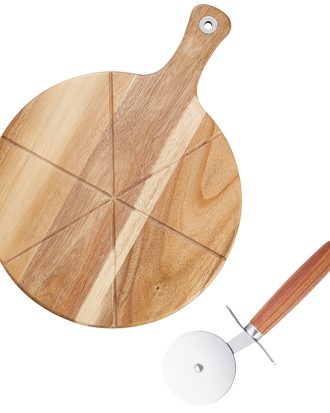 Dorre Sade Pizzaset - Pizzaskärare Rostfritt Stål Trä