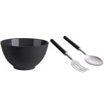 Ernst Set Citat I Det Enkla Salladsskål Med Salladsbestick 2-pack - Salladsbestick Stengods Svart