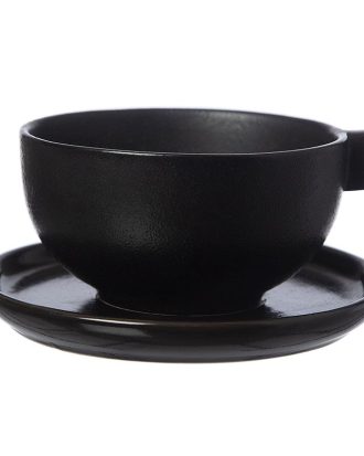 Ernst Tekopp Med Fat - Tekoppar Stengods Svart