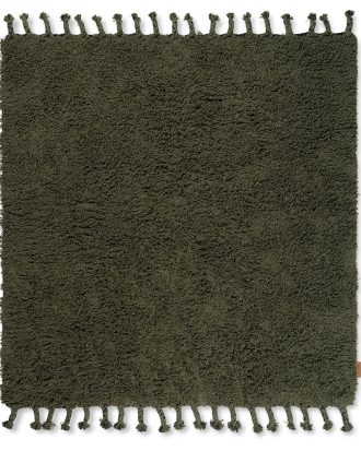 Ferm Living Amass Long Pile Matta Olive 140x140 Cm - Ryamattor Bomull Olive Green