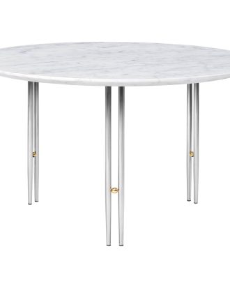 Gubi Ioi Soffbord Krom / / Marmor Ø70 Cm - Soffbord Mässing Vit