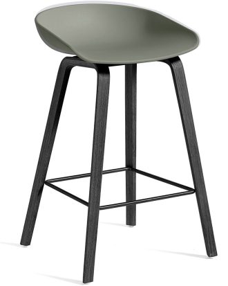 Hay Aas 32 Barstol Låg Svart Vattenbaserad Lackad Ek/ - Barstolar Polypropylen Dusty Green