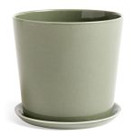 Hay Botanical Kruka Med Fat 22 Cm - Krukor Keramik Dusty Green