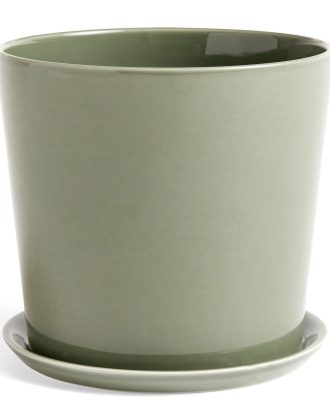 Hay Botanical Kruka Med Fat 22 Cm - Krukor Keramik Dusty Green