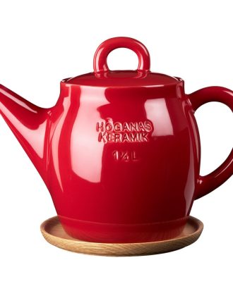Höganäs Tekanna Med Träfat 1,5 L Blank - Tebryggare & Tekannor Keramik Röd
