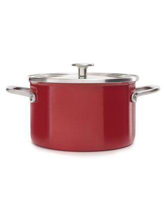 Kitchenaid Steel Core Enamel Gryta Med lock Röd 20 Cm - Grytor Glas