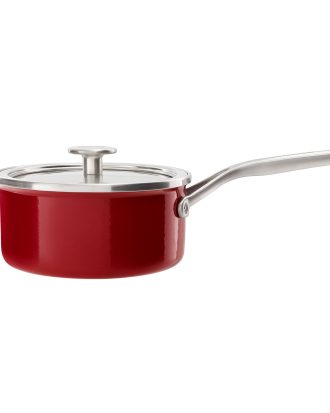Kitchenaid Steel Core Enamel Kastrull Med Glaslock 16 Cm - Kastruller Stål Röd