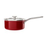 Kitchenaid Steel Core Enamel Kastrull Med Glaslock 20 Cm - Kastruller Stål Röd