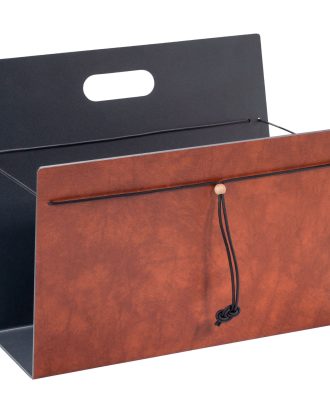 Lind Dna Tidningsställ L: 38 Cm Bull / Alu Antracit - Tidningsförvaring Läder Konjak