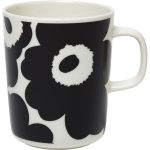 Marimekko Oiva/unikko Mugg 25 Cl / Vit - Kaffekoppar Stengods Svart