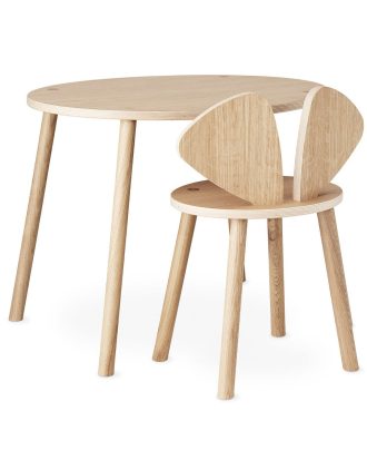 Nofred Mouse School Set Barnstol + Bord (6-10 År) - Barnbord fanér Ek