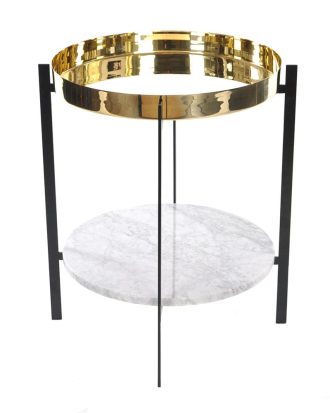 Ox Denmarq Deck Sidobord Underrede /vit Marmor - Soffbord Mässing Svart