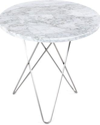Ox Denmarq Tall Mini O Table Sidobord Ø50 Cm /vit - Sidobord & Avlastningsbord Marmor Stål