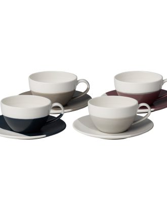 Royal Doulton Coffee Studio Cappucino Koppar Med Tefat 4-pack - Kaffekoppar Porslin Grå