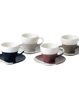 Royal Doulton Coffee Studio Espresso Koppar Med Tefat 4-pack - Espressokoppar Porslin Grå