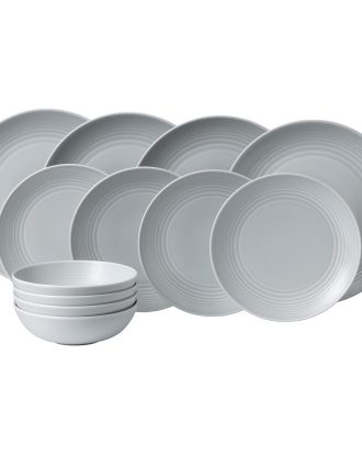 Royal Doulton Maze Light Grey Middagsservis 12-pack - Serviser & Startset Stengods Ljusgrå