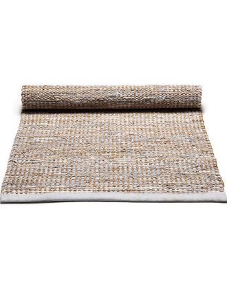 Rug Solid Jute/leather Matta 65x135 Cm Ljus - Jutemattor Läder Grå