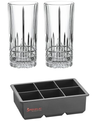 Spiegelau Perfect Serve Set Isform + 2 Longdrinkglas - Highballglas & Longdrinkglas Silikon Svart