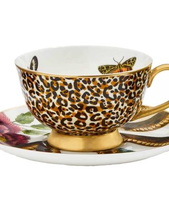 Spode Creatures Of Curiosity Leopard Tekopp Med Fat 26 Cl - Tekoppar Benporslin Multi