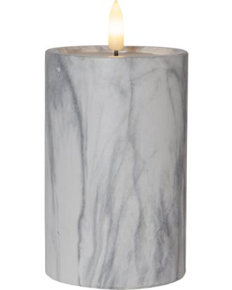 Star Trading Flamme Led Blockljus Marmor 15 Cm - Dekorationsbelysning Betong Grå Marmor