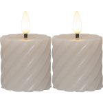 Star Trading Flamme Swirl Led Blockljus 7,5 Cm 2-pack - Dekorationsbelysning Vax Beige
