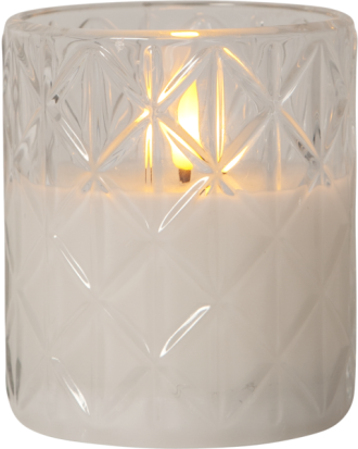 Star Trading Flamme Romb Blockljus Led 100 Mm - Dekorationsbelysning Glas Vit