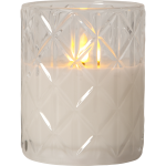 Star Trading Flamme Romb Blockljus Led 125 Mm - Dekorationsbelysning Glas Vit