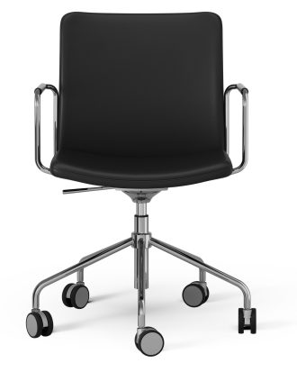 Swedese Stella Karmstol Med Hjul Höj/ Sänkbar Krom / - Stolar Läder Svart