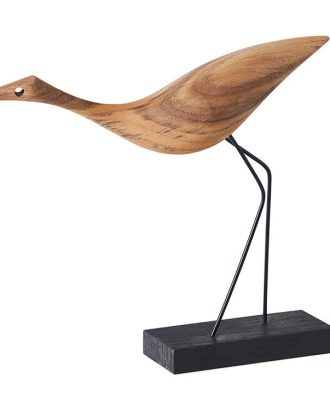 Warm Nordic Beak Bird Dekoration Low Heron - Träfigurer Teak