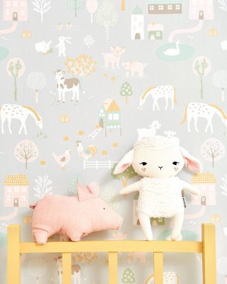 Majvillan - Tapet My Farm - Grå