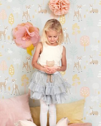 Majvillan - Tapet Golden woods - Grå