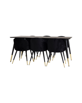 Venture Home - Matgrupp Doris bord och 6st Valleta stolar - Svart