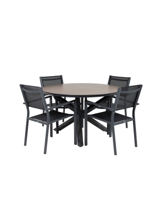 Venture Home - Matbord Madrid och 4st Cassie mat stol - Brun