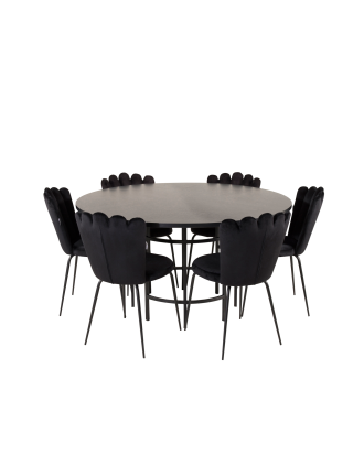 Furniture Fashion - Matbord Copenhagen med 6 st Matstol Limhamn - Svart