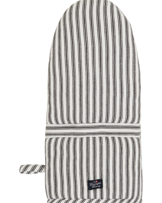 Lexington - Grytvante Icons Cotton Herringbone Striped Mitten - Svart - ONE SIZE
