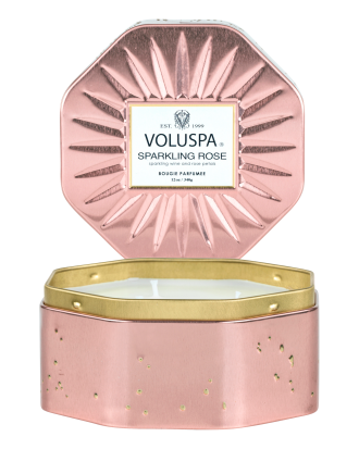 Voluspa - Sparkling Rose Octagon Tin Candle 40h