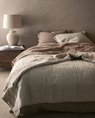 Ellos - Överkast Candice Square i tvättat lin - Natur - 260X260